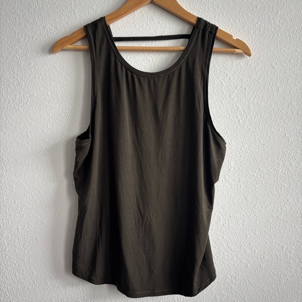 Lululemon Athletica Dark Olive Green Twisted Back Tank Top - Picture 3 of 8